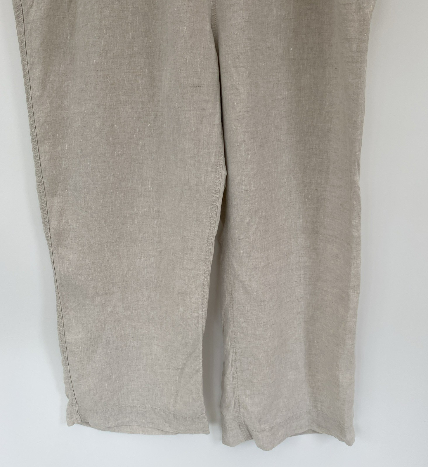 L.L. Bean Linen Ivory Trousers Size 26W – Waist 46in Wide Leg Boho Lagenlook