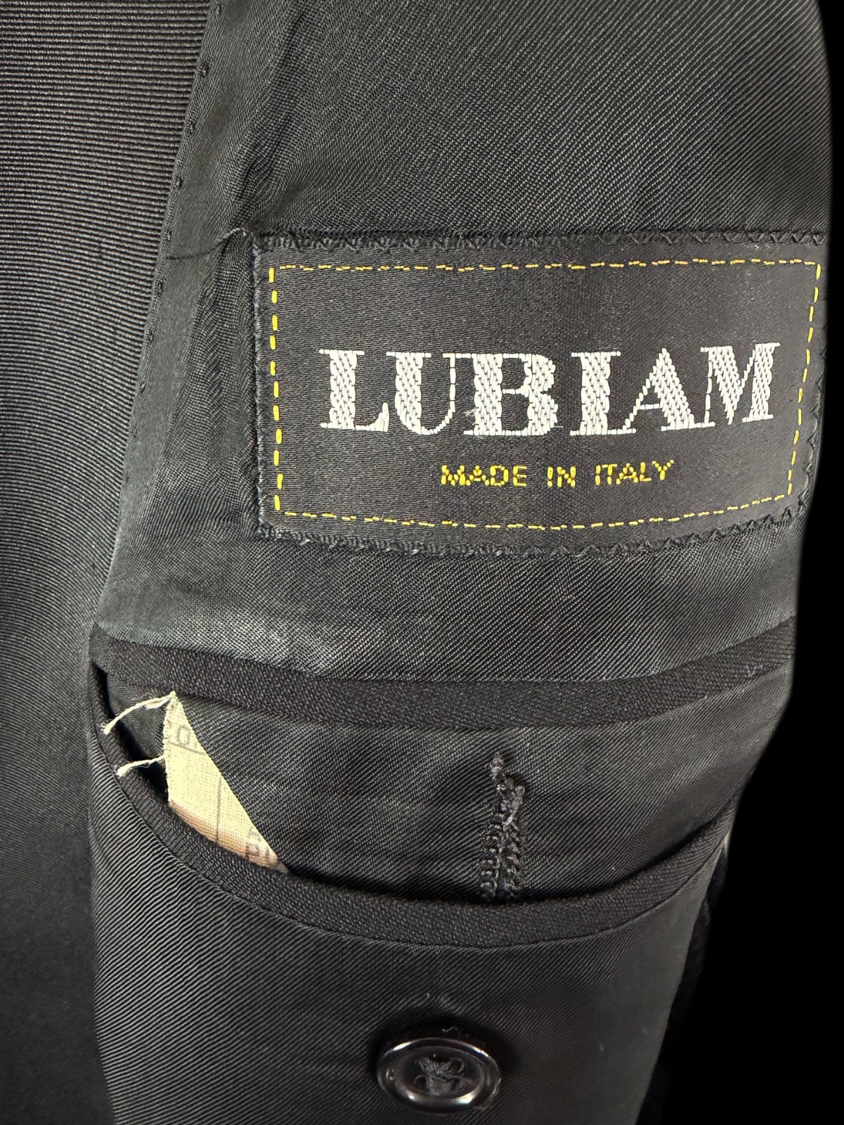 Vintage LUBIAM Italian Tuxedo Suit Black Satin Lapel Formal Dinner Suit 44R