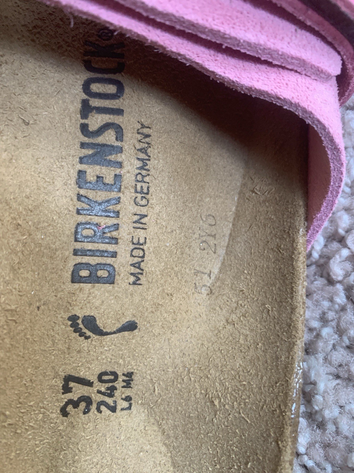 Birkenstock Oita Suede Leather Candy Pink Slide Sandals Adjustable Strap US 6
