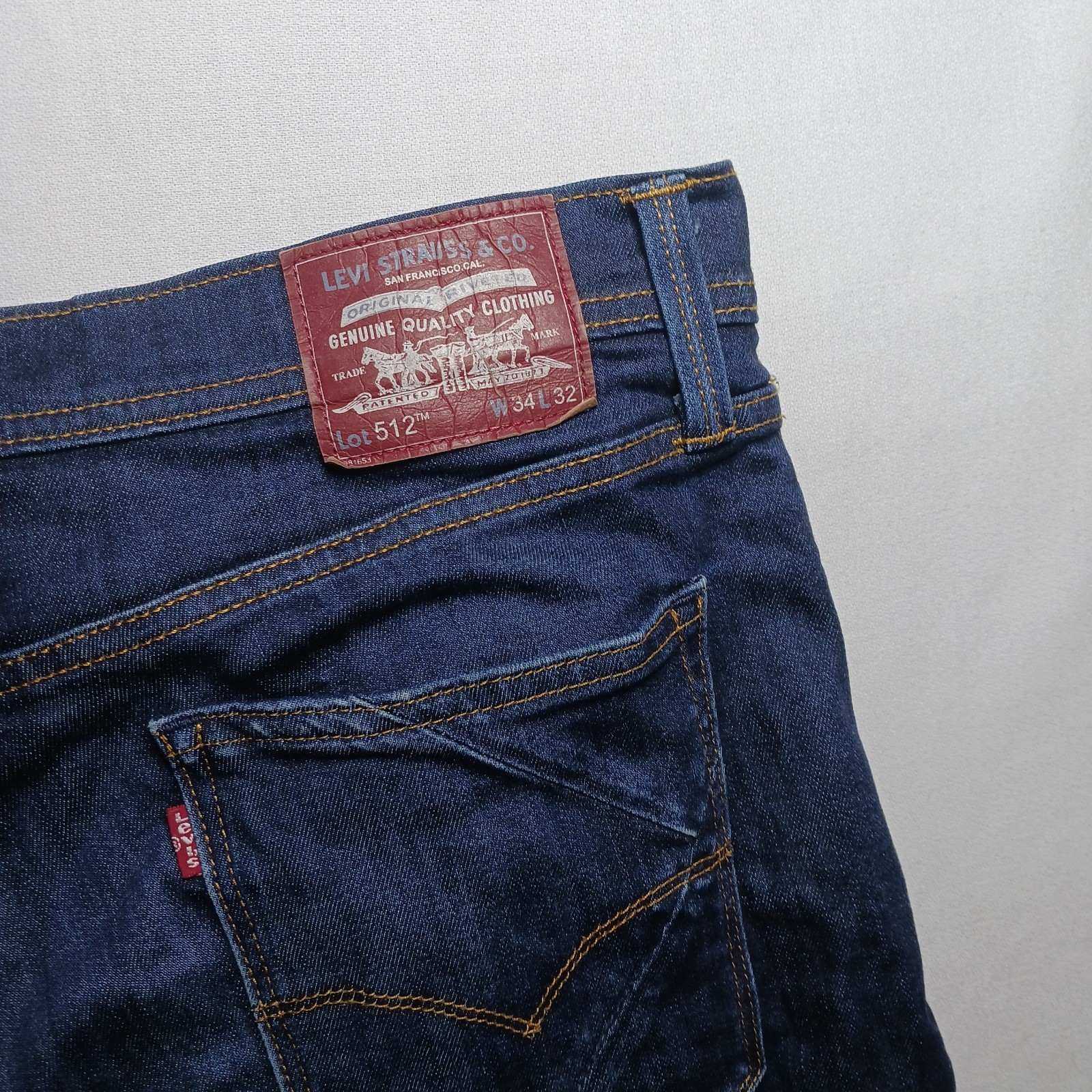 Levi’s 512 Mens Slim Tapered Leg Jeans 34X32 Dark Blue Wash Stretch Denim