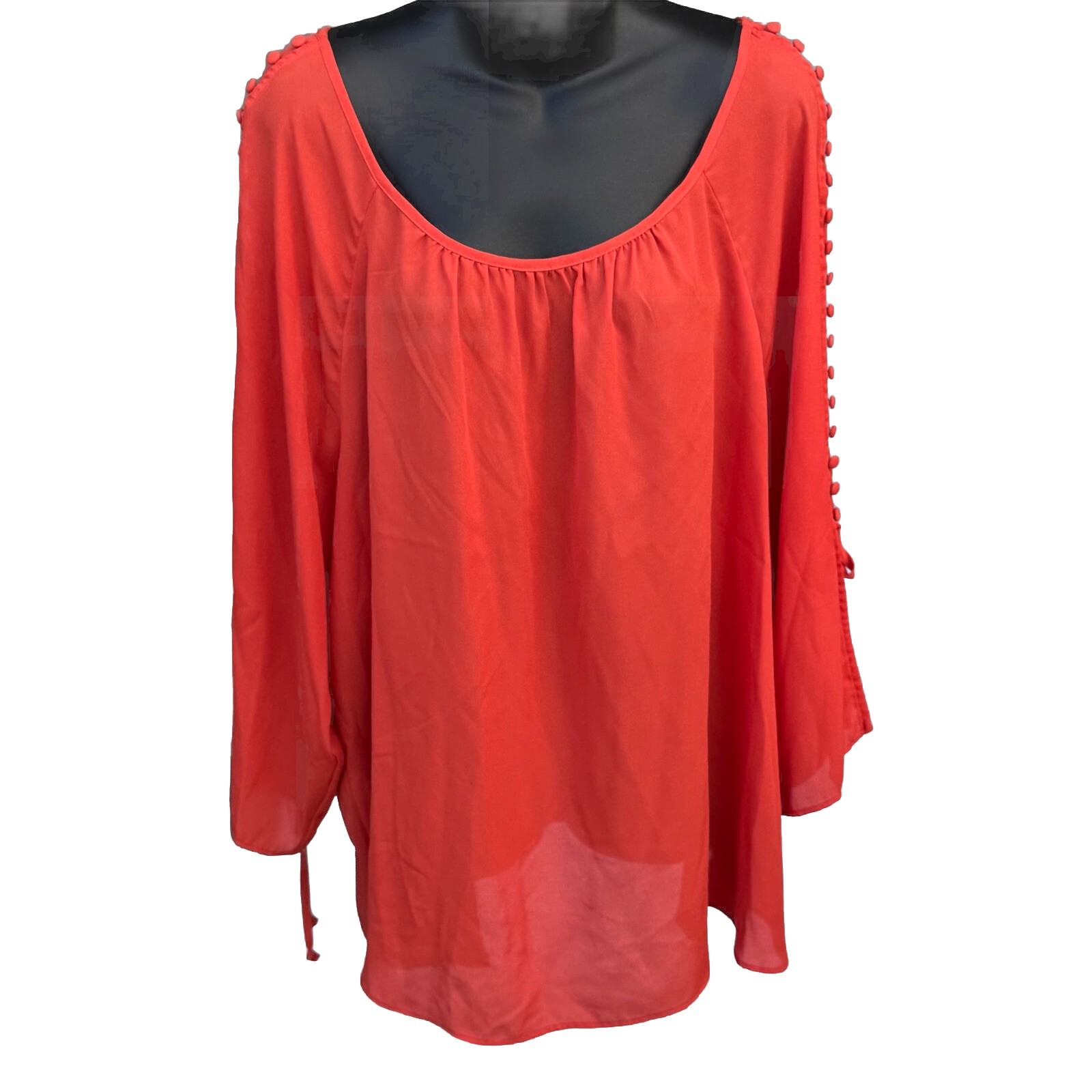 Zac Rachel Top Women’s Sz 3X Semi Sheer Flouncy 3/4 Sleeves Scoop Neck
