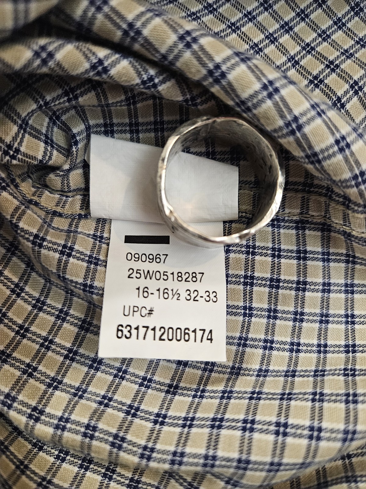 Chaps Mens Dress Shirt 16 16.5 32/33 Classic Fit Twill Plaid Wrinkle Free Blue