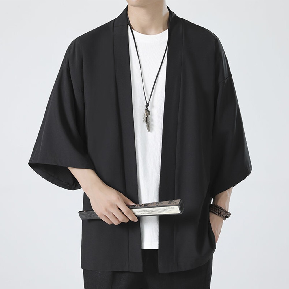 Comfy Fashion Shirt Jacket Yukata 3/4 Sleeve Cardigan Coat Japanese Kimono