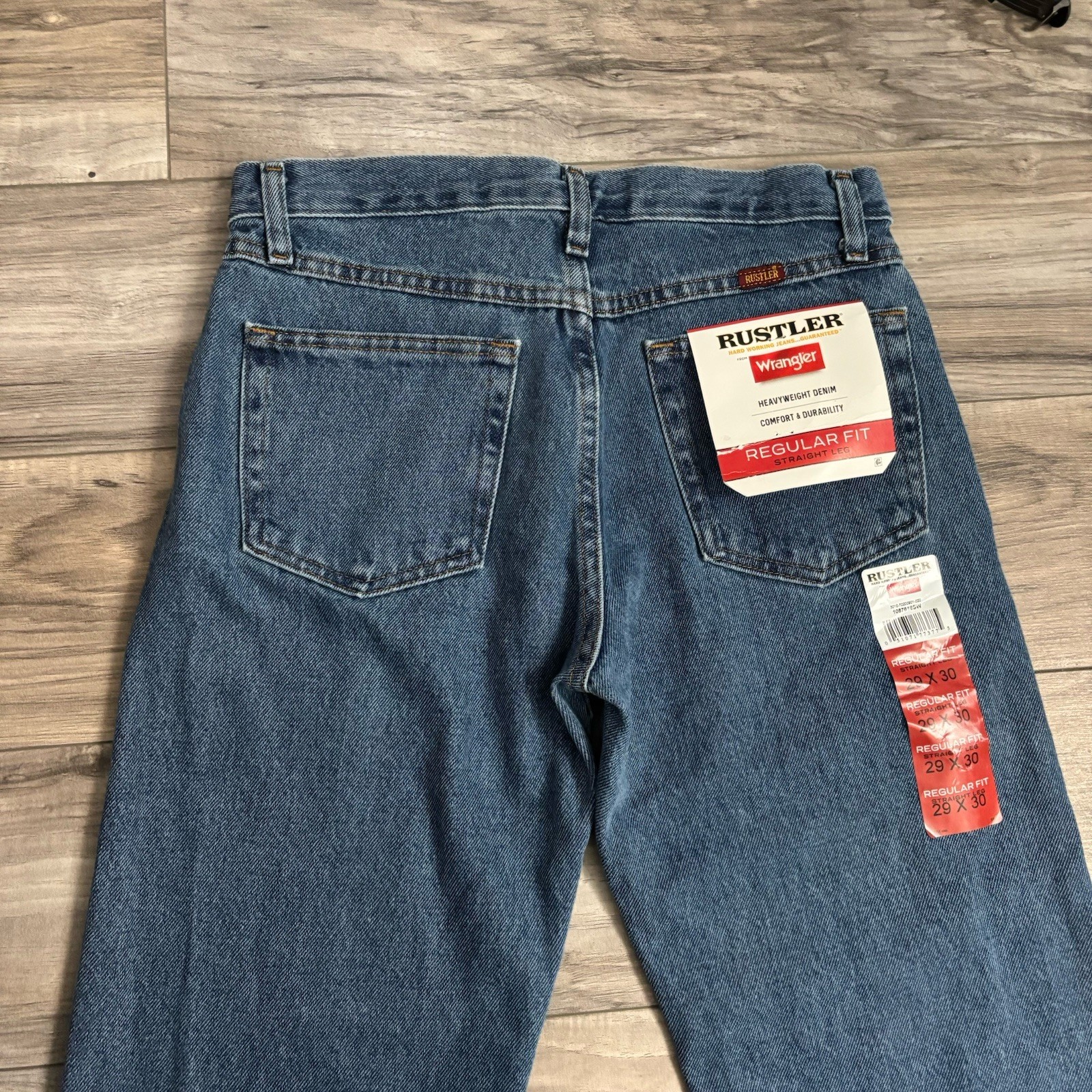 NWT Rustler by Wrangler Men’s Jeans 29×30 Regular Fit Straight Leg Stonewash