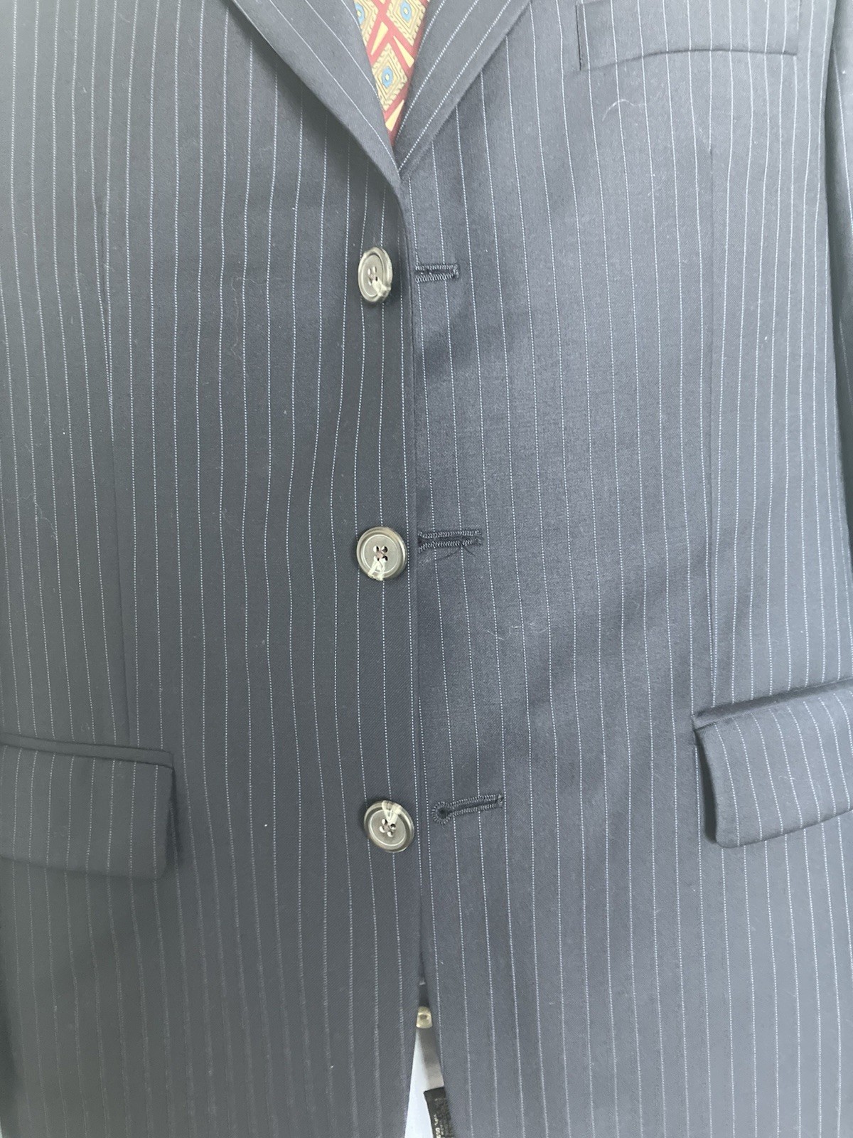 Lauren Ralph Lauren Pinstripe Wool Suit Jacket 40R 3-Button Half Canvas L&T