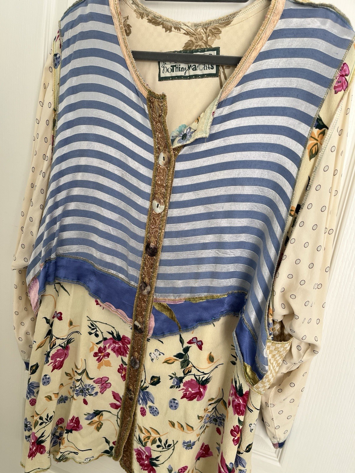 Nothing Matches Patchwork Tunic Top With Button Closure Size Size 3 (Xl- 2Xl)