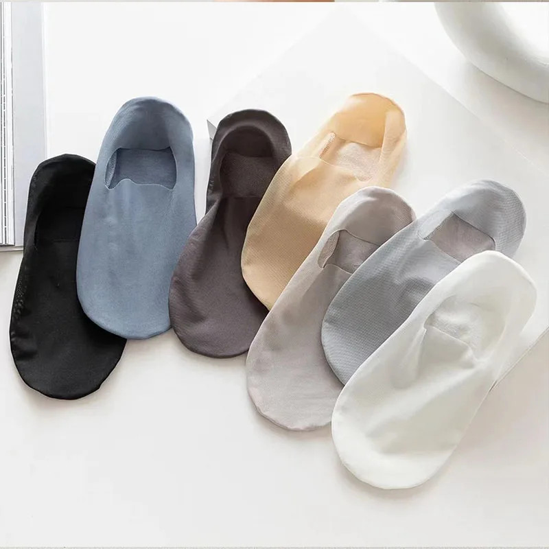 3 Pairs Boat Socks Men Thin Mesh Invisible Non Slip Summer Casual Soft Socks