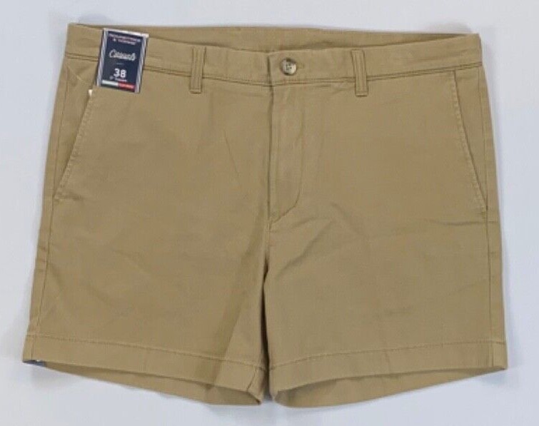 Men’s Roundtree & Yorke Casuals Straight Fit Flat Front 5″ Inseam Stretch Fabric