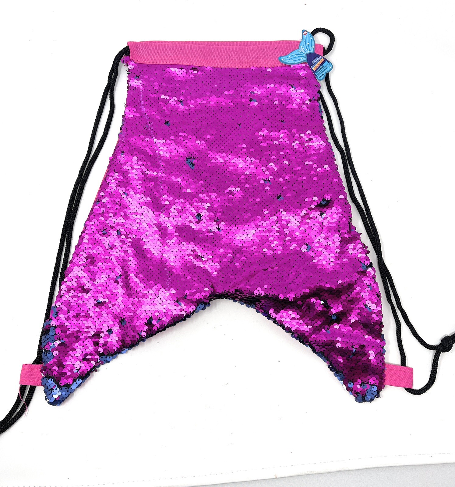Sequin Mermaid Tail Drawstring Backpack Pink