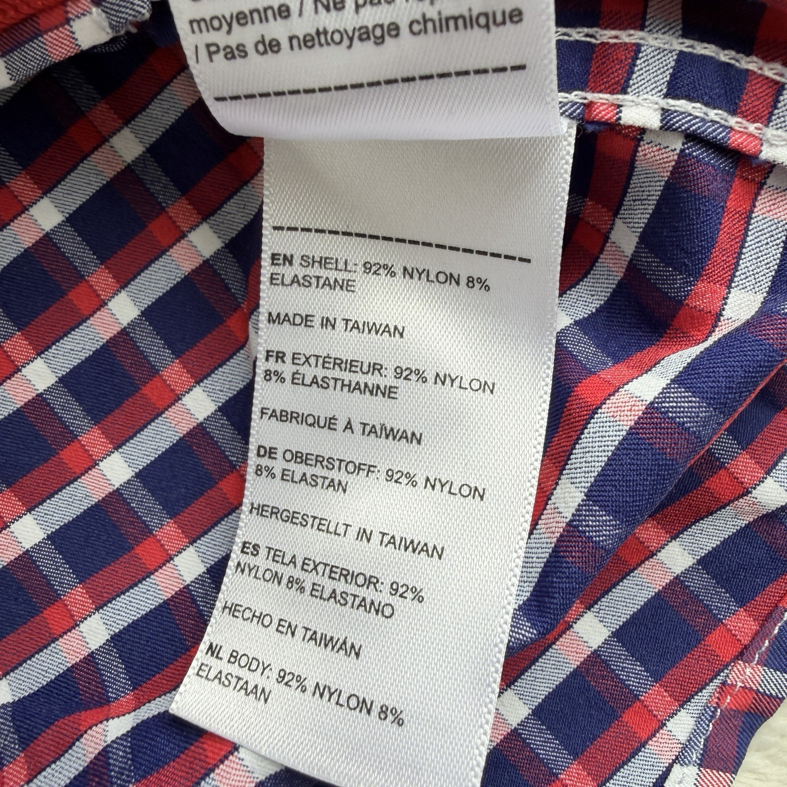 UNTUCKit Stretch Button Up Shirt Mens 2XLT Nylon Elastane Check Plaid Blue
