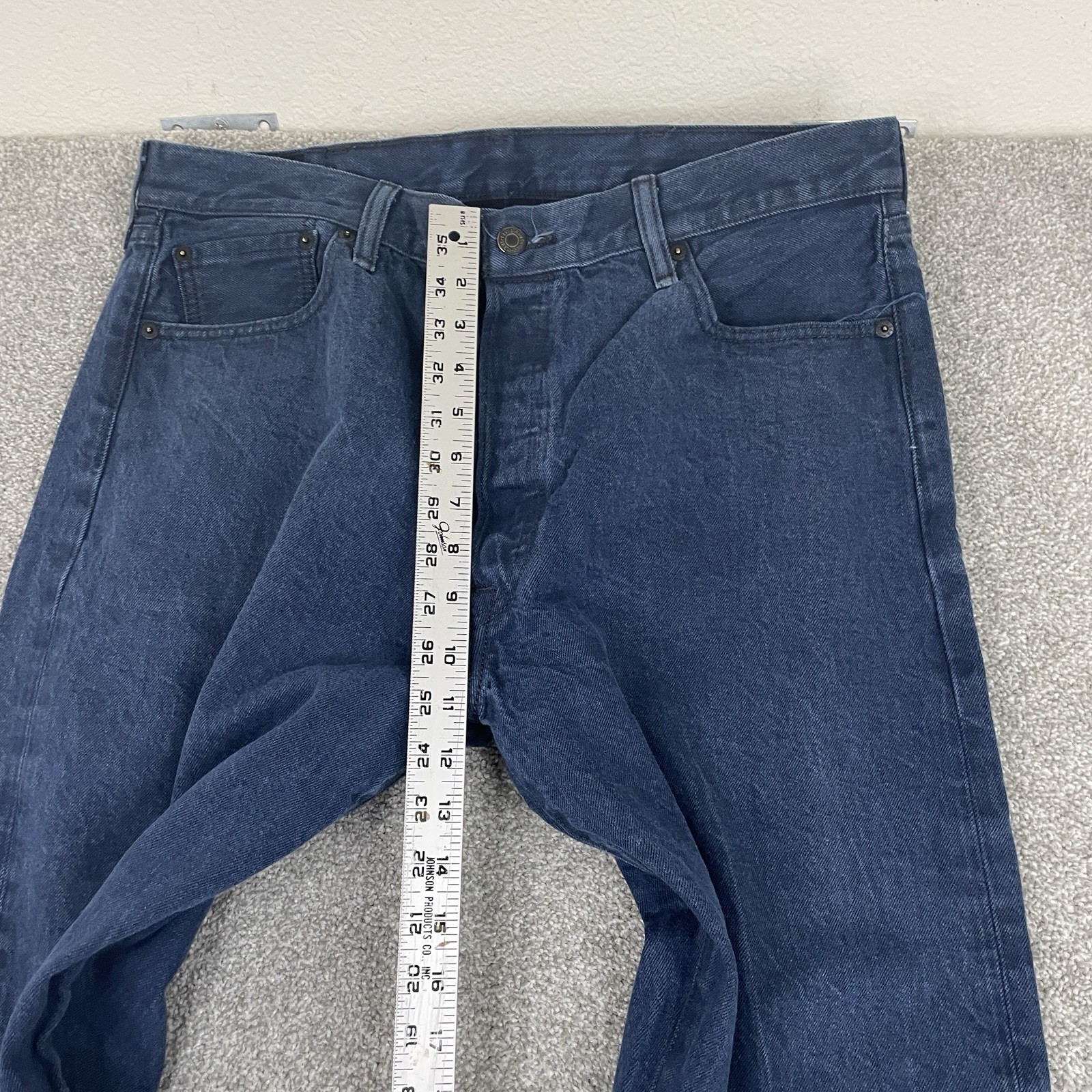 Levis 501XX Shrink To Fit Jeans Mens 38×32 (Fit 35×30) Button Fly Navy Dark Wash