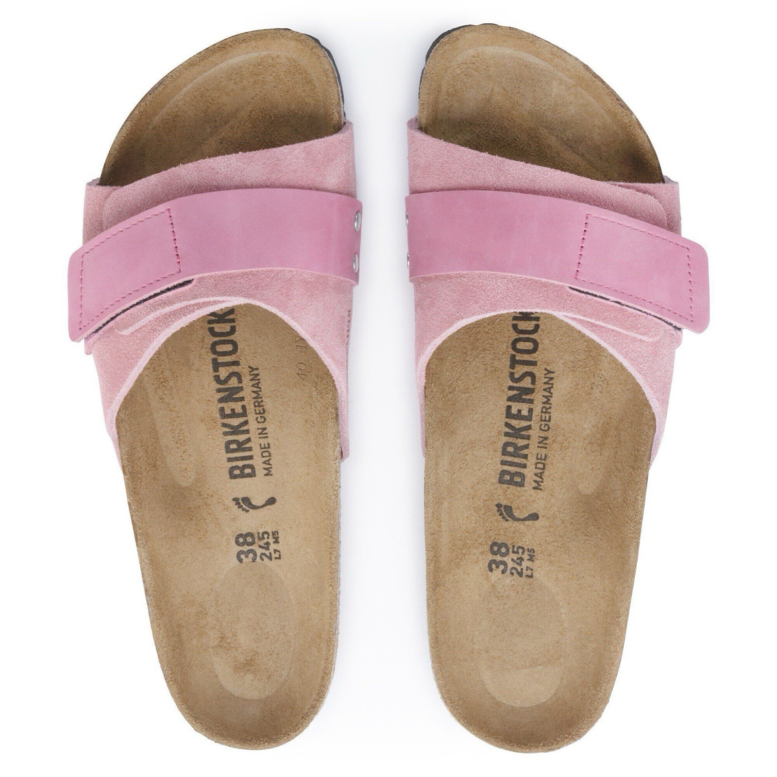 Birkenstock Oita Suede Leather Candy Pink Slide Sandals Adjustable Strap US 6