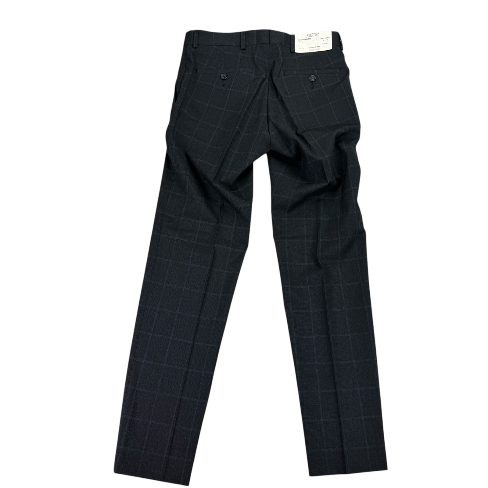 Kenneth Cole Mens 2-Piece Slim Fit Ready Flex Windowpane Suit Dark Blue 36S 29W