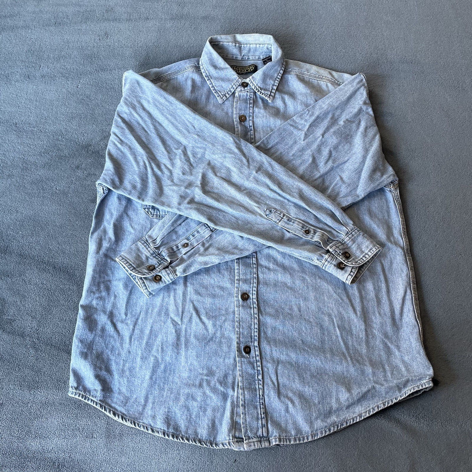 Rustler Legendary Gold By Wrangler Blue Jean Long Sleeve Button Up Shirt Medium