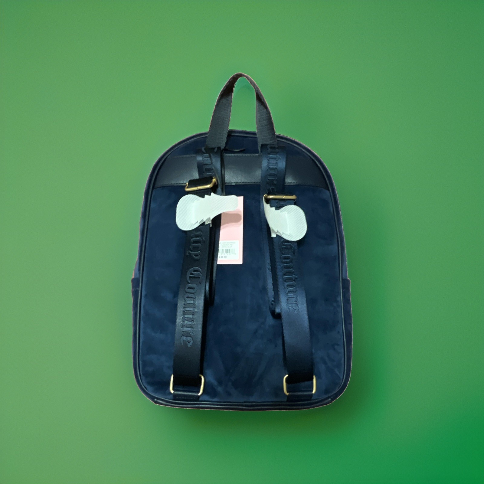 Juicy Couture Blue Backpack Logo Embroidered Zip Lined Heart Charm