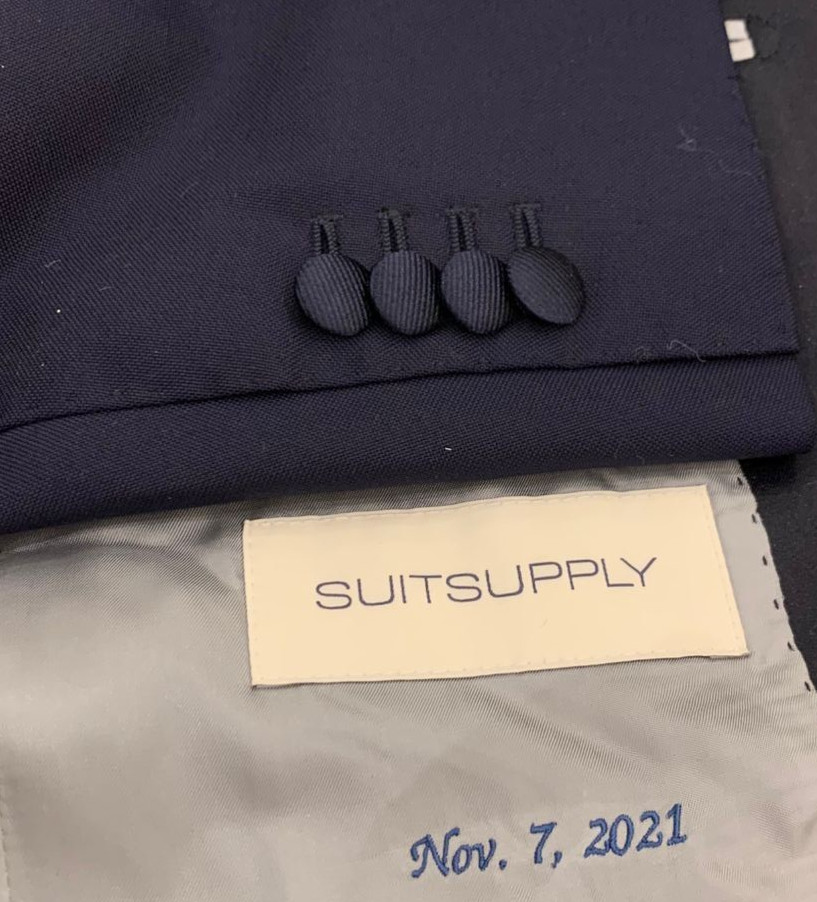 Suitsupply La Spalla Super 110s pure wool navy Tuxedo night classic suit 36S 36R