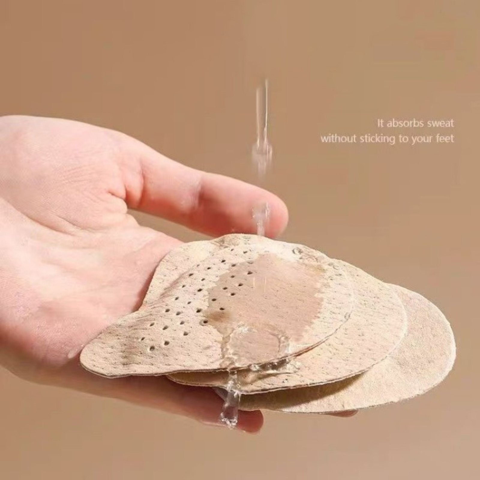 6PCS Faux Cowhide Self Adhesive Forefoot Insole Breathable Non Slip for High
