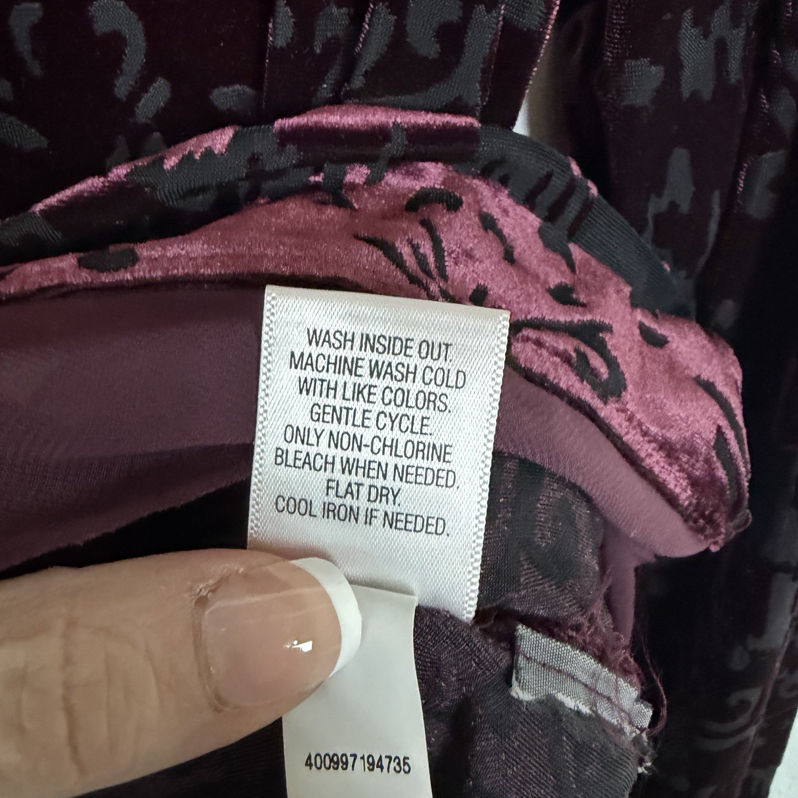 Simply Vera Wang Velvet Burnout Top SZ L Wine Color Sheer Whimsigoth Dark Fairy