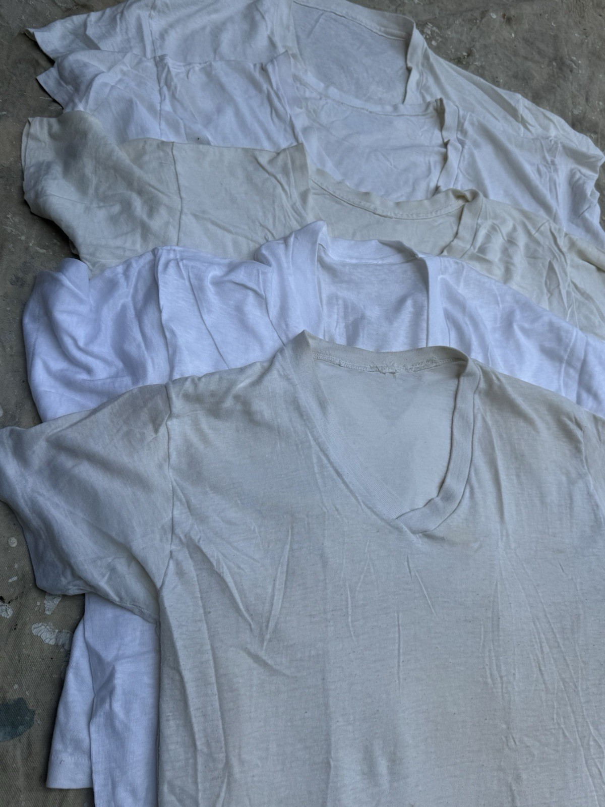 Vintage 60s /70s Blank white thrashed T Shirt Lot Of 5 Size M/L made In USA