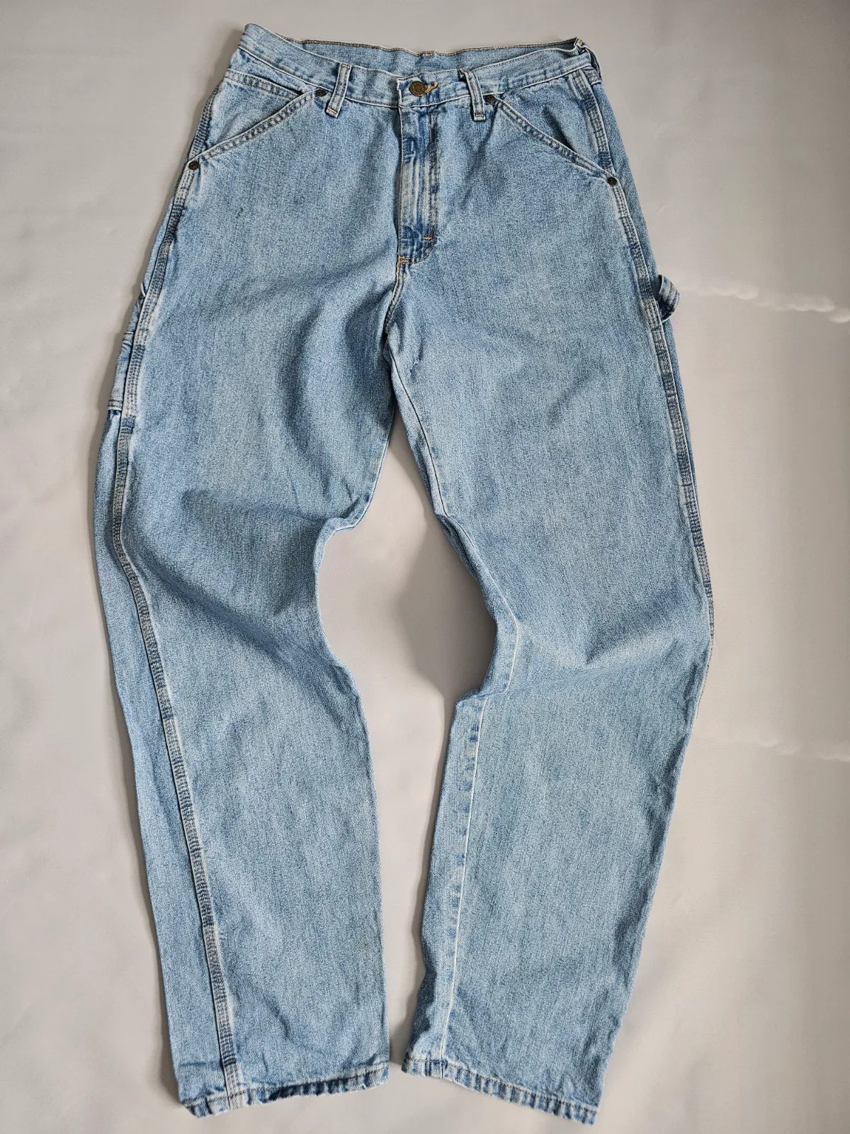 Wrangler Rugged Wear Carpenter Jeans Mens W32 L34 Light Blue Wash Denim 315