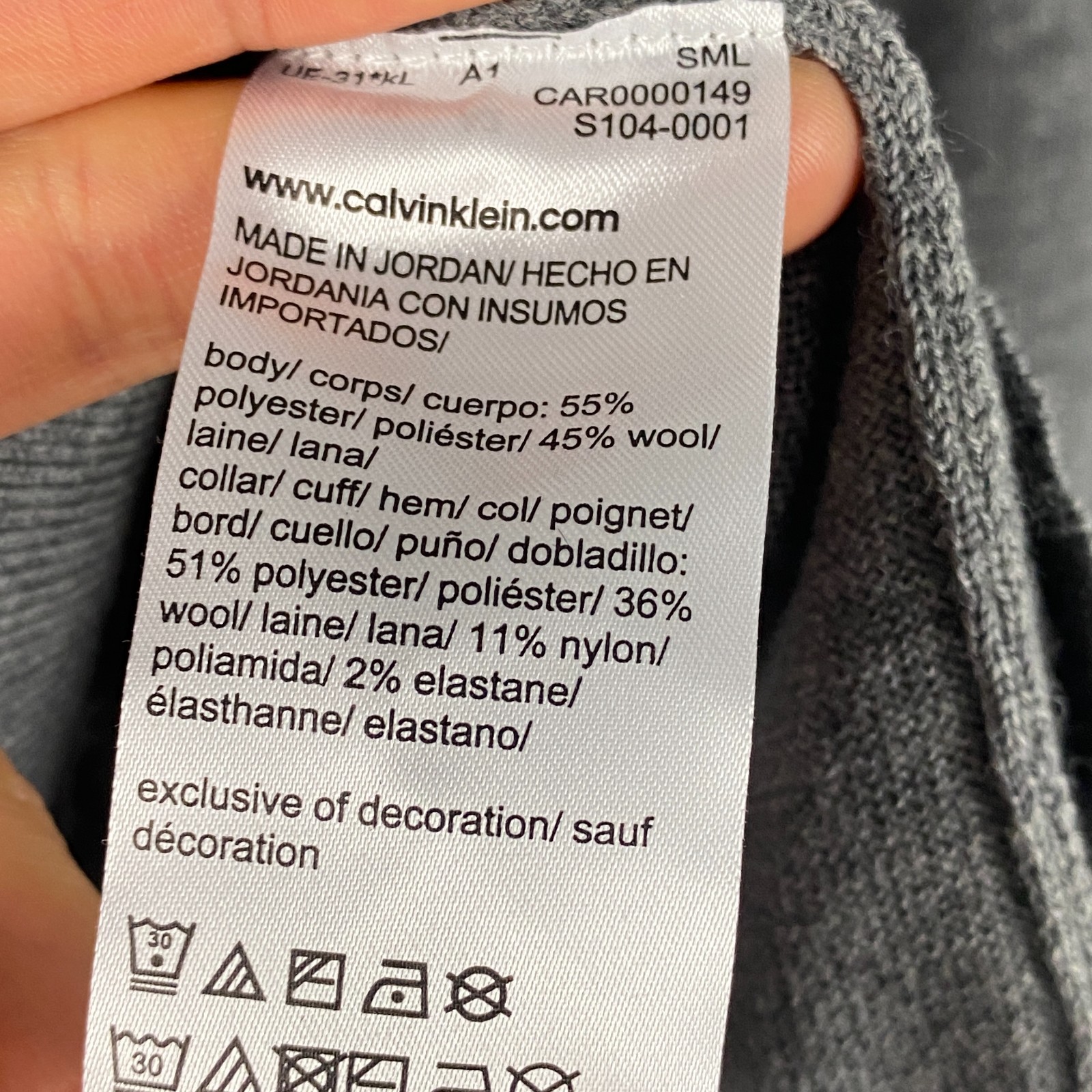 Calvin Klein Merino Wool Blend Crew Neck Sweater Mens Medium Gray Pullover