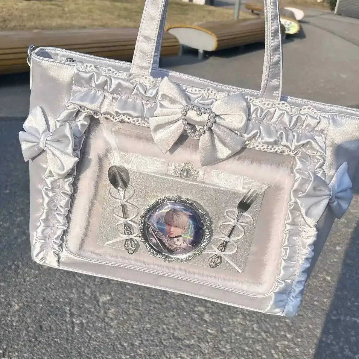 Y2K Lolita Ita Bag, Cute Sweet Clear Shoulder Bag for DIY Display