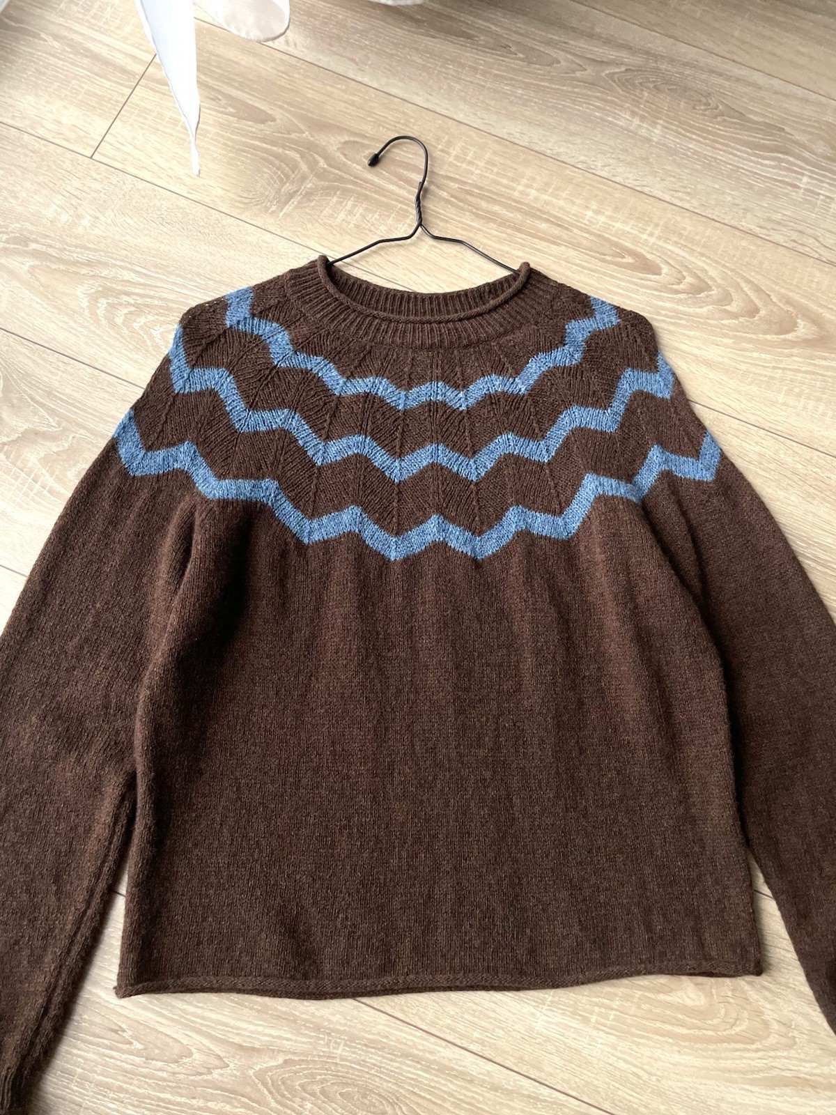 Toast 100% Wool Nordic Fair Isle Knit Sweater Pullover Size M Brown
