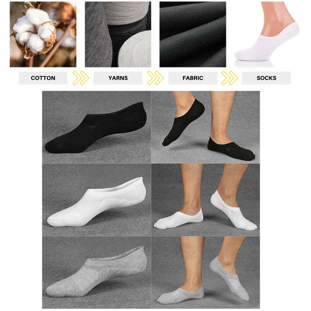 3-12 Pairs Men’s Invisible No Show Nonslip Low Cut Solid Boat Socks Size 9-13