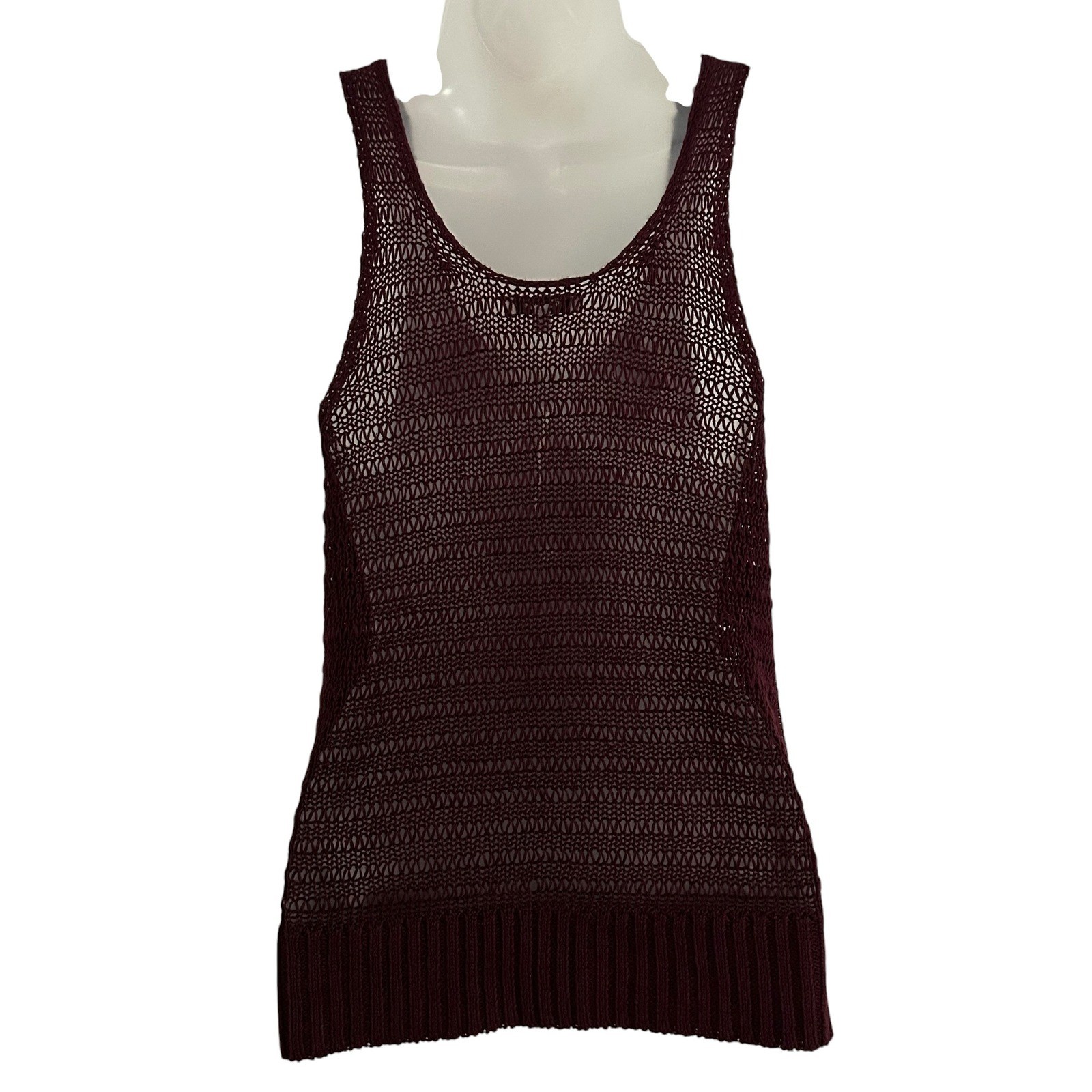 Madewell Women’s Wine Linen Open Knit Sleeveless Sweater Tank Top XXS New