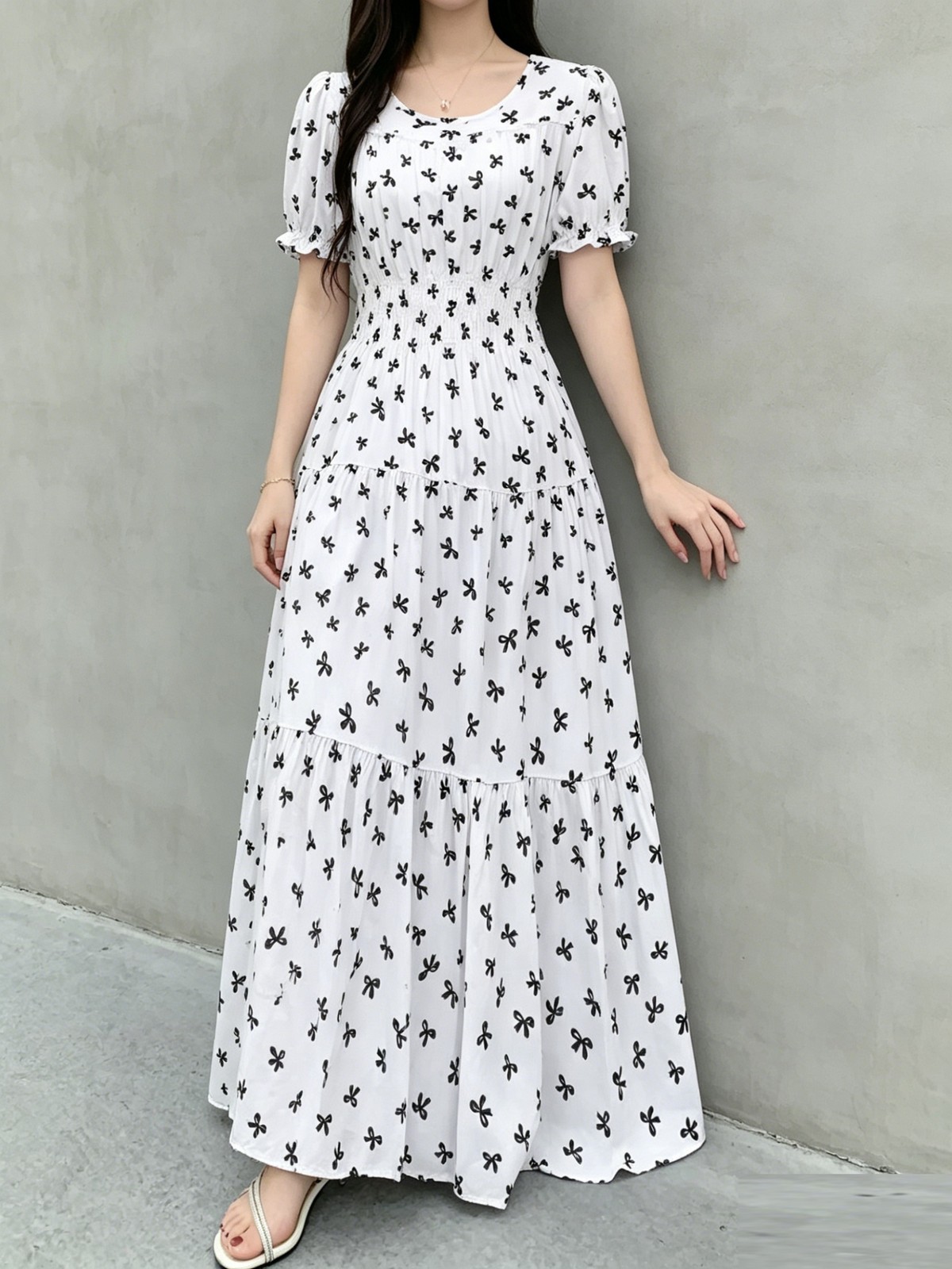 Ladies Elegant Boho Soft Dress Elastic Waist Breathable Fabric All Size Fit