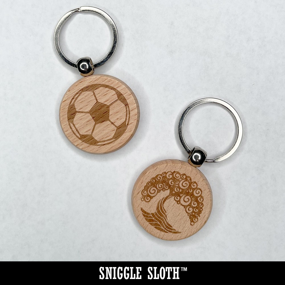 United Kingdom London Bridge Country Engraved Wood Round Keychain Tag Charm