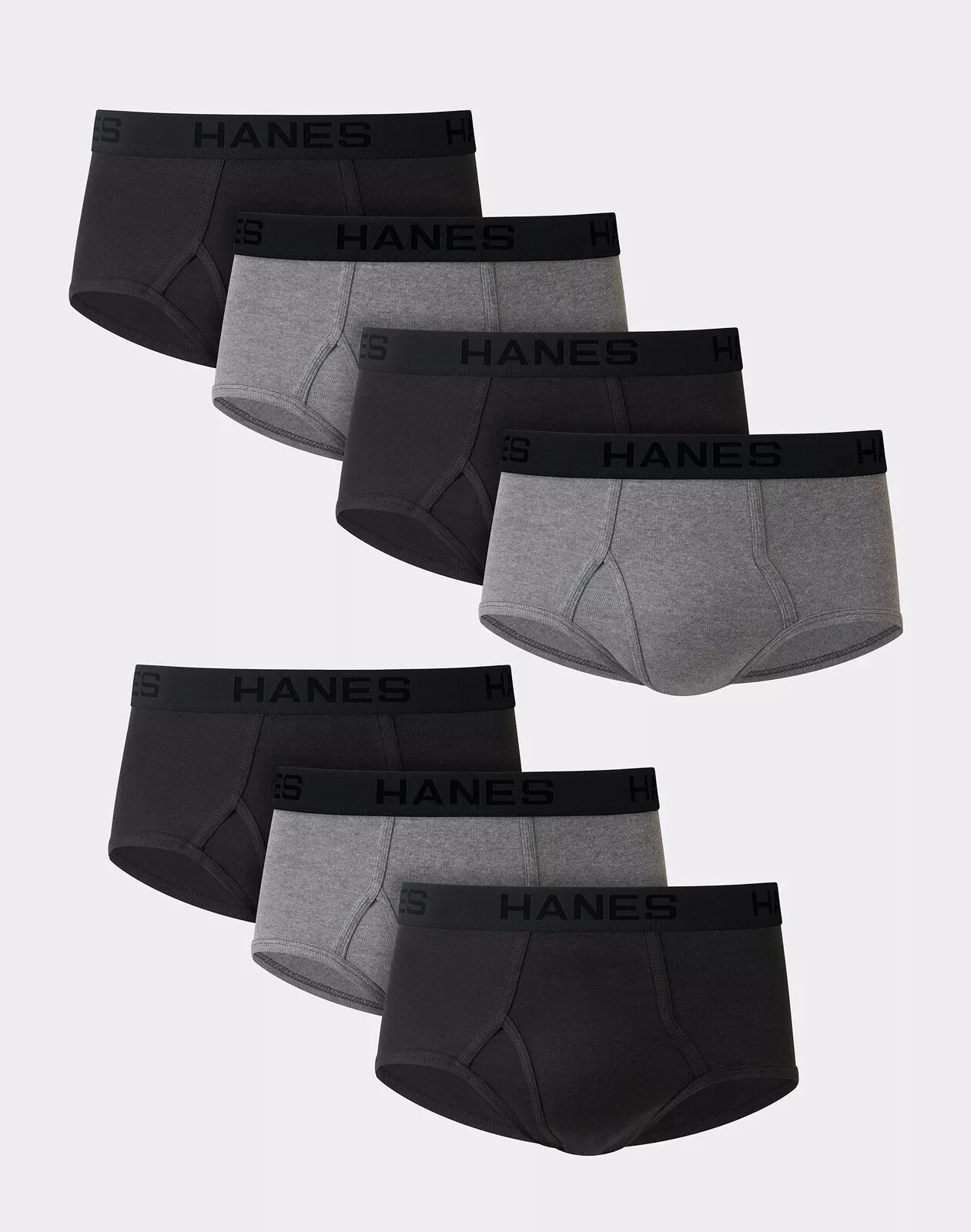 Hanes Brief 3 or 7 Ultimate Men TAGLESS No Ride Up Comfort Waist Black/Grey