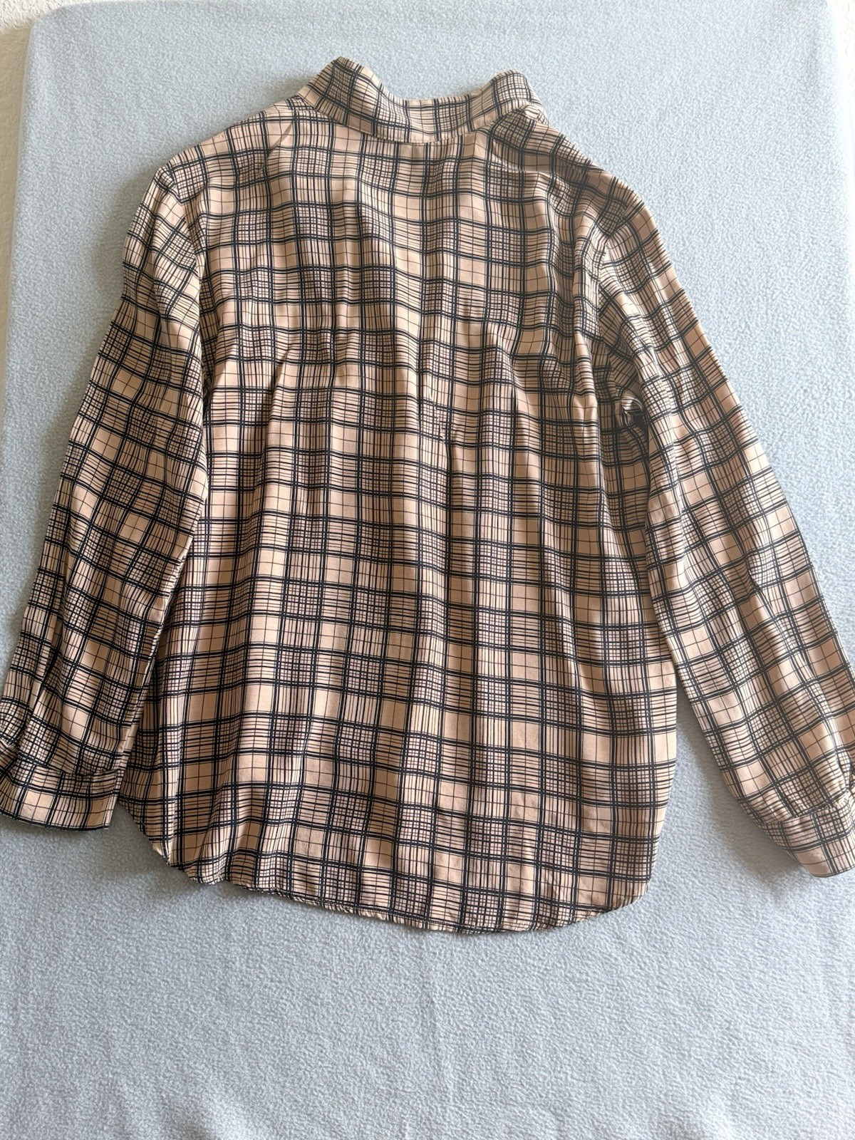 ZARA Women’s Cafe Con Rallas Button Up Collared Shirt Womens Top Size L