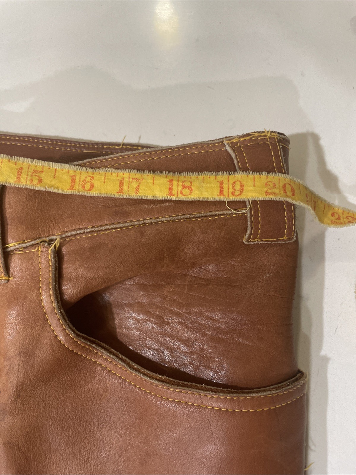 Men’s Brown Very Heavyweight Leather Pants Handmade w/ Lining Size 40″x 30″