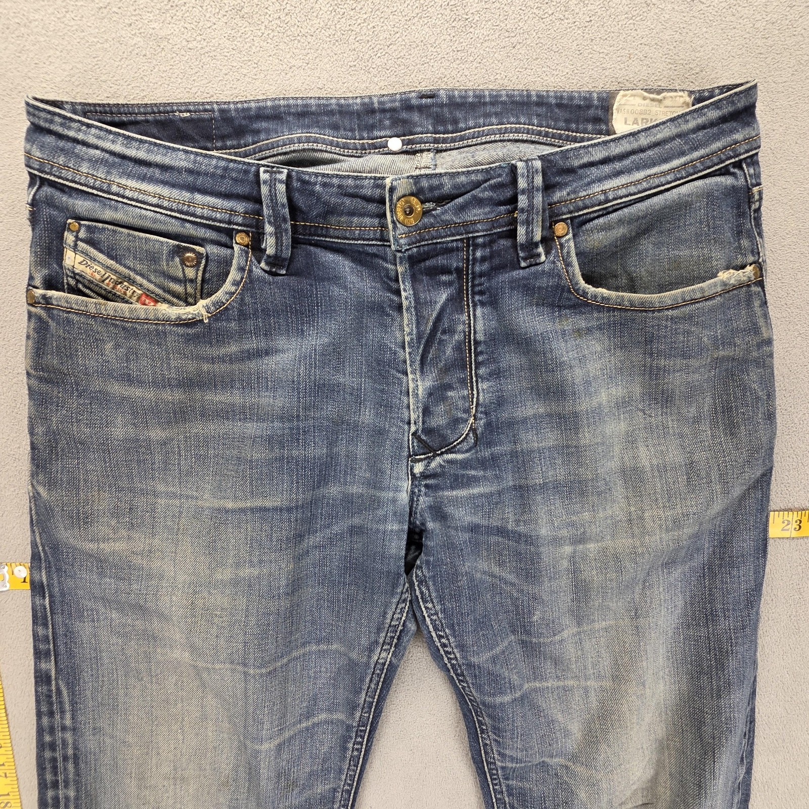 Diesel Jeans Mens 33×32 Blue Larkee Regular Straight Stretch Altered Hem 008B2
