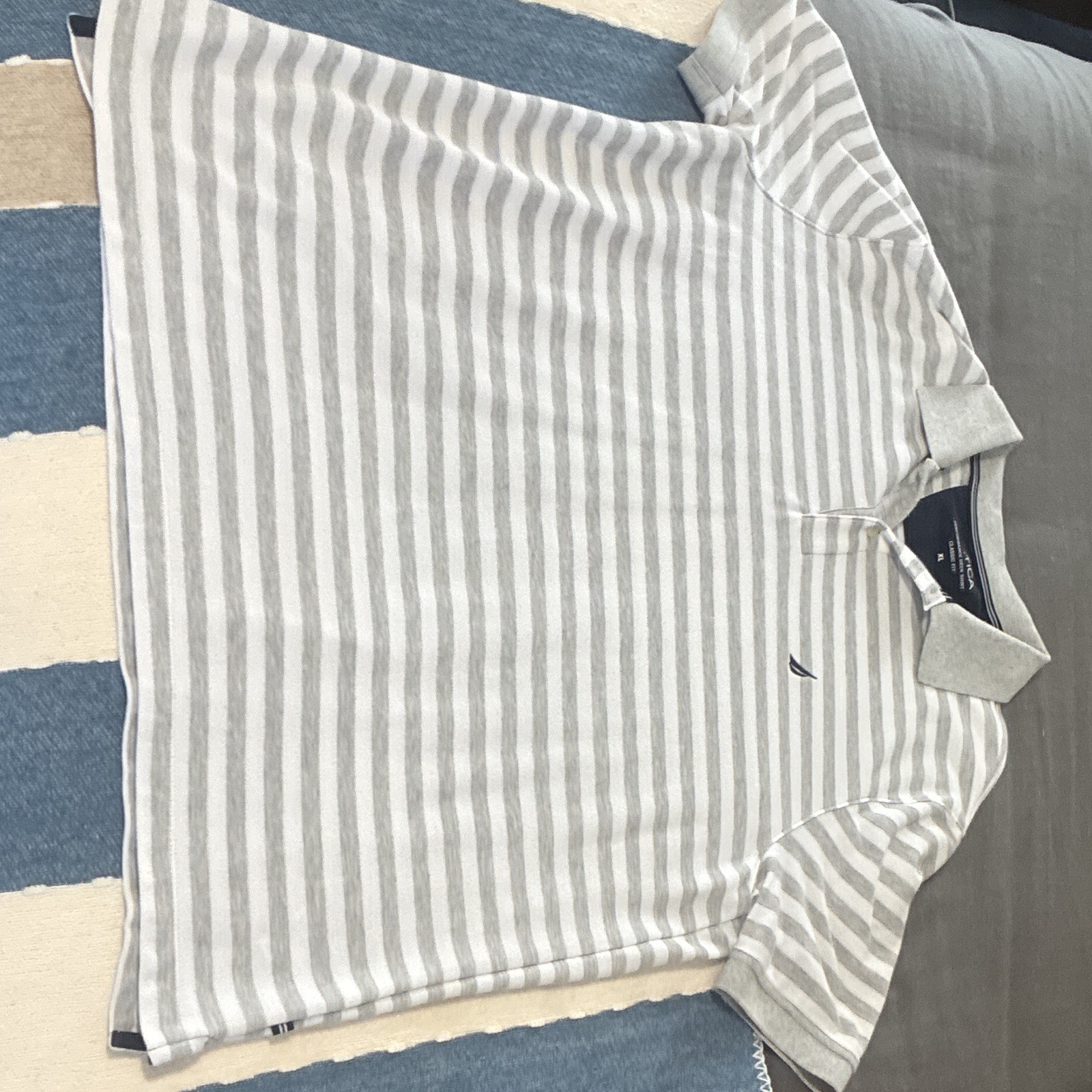 Nautica Performance Deck Shirt Men’s XL Classic Fit Short Sleeve Striped Polo