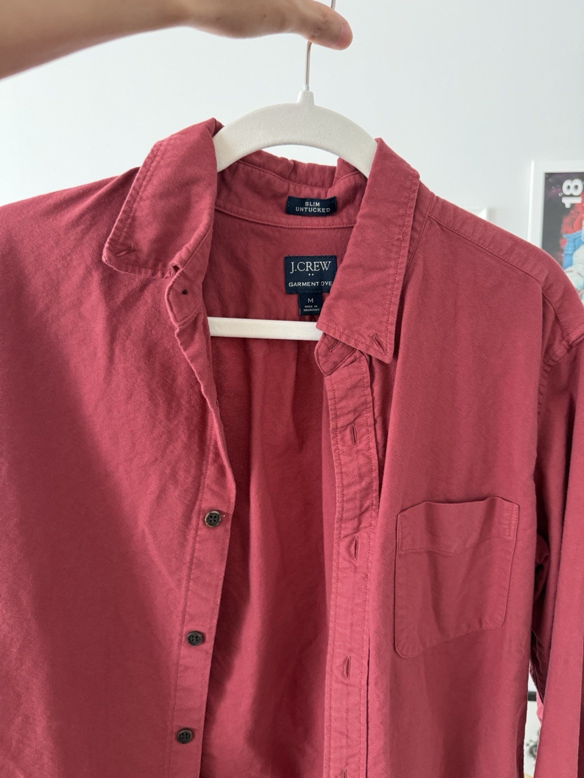 J. Crew men’s garment dyed slim medium long sleeve coral
