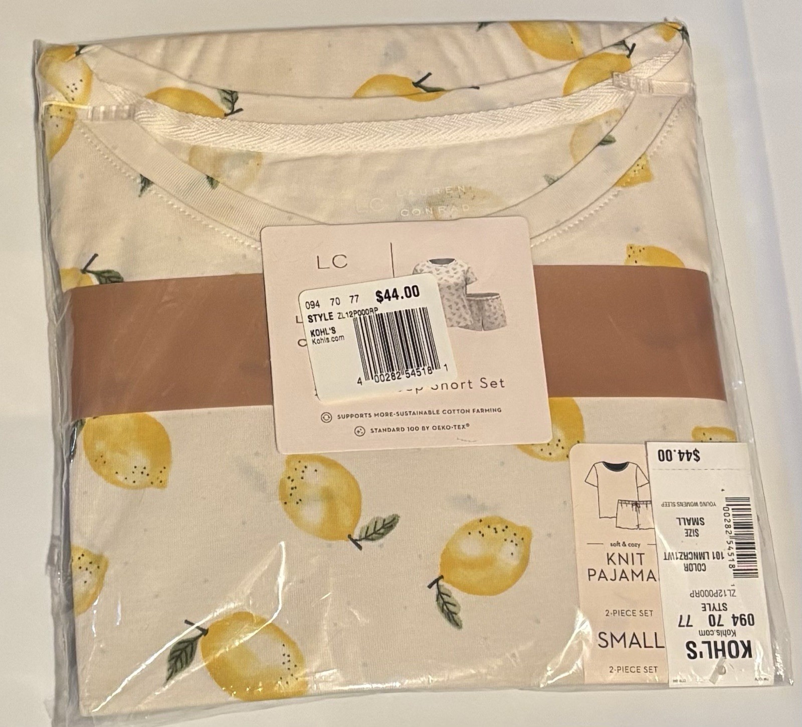 LAUREN CONRAD Women’s Pajama 2 Piece Summer Set Small NWT Lemons