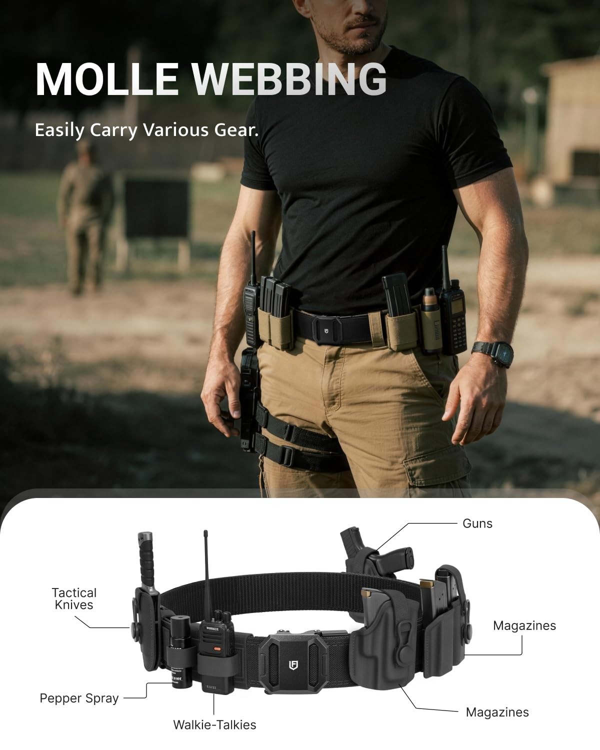 Tactical Belt, Ratchet CCW EDC Stiff Heavy Duty Work 1.5″ Battle Concealed Ca…