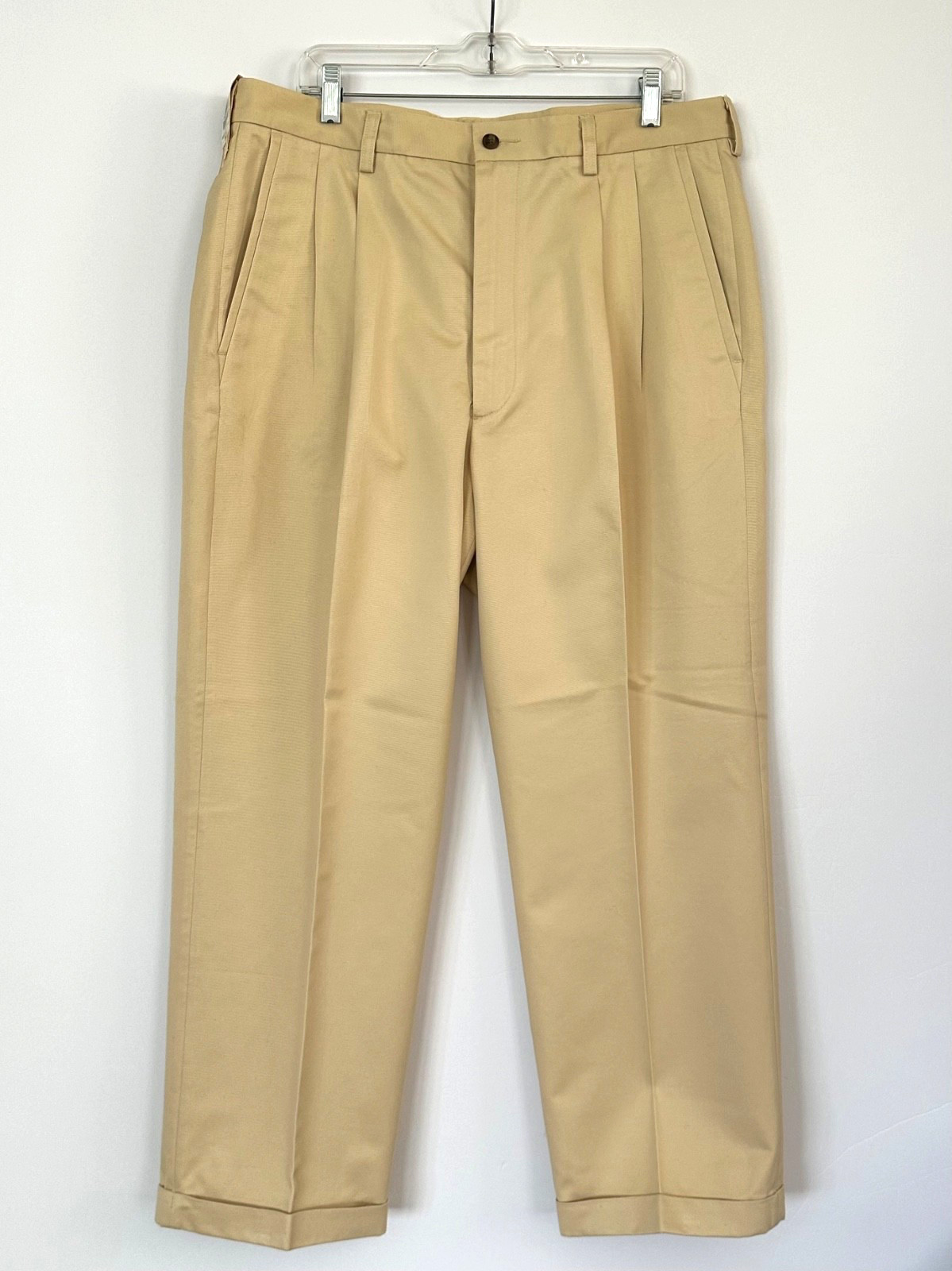 Haggar Iron Free Khaki Stretch Waistband Men’s Pant Muted Yellow 38W x 29L