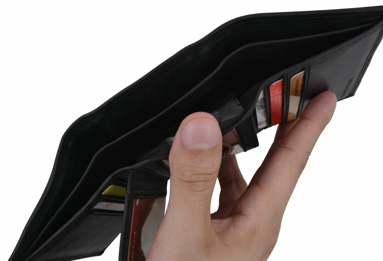 Leatherboss Mens RFID Blocking Hunter Leather Credit Card ID Trifold Wallet