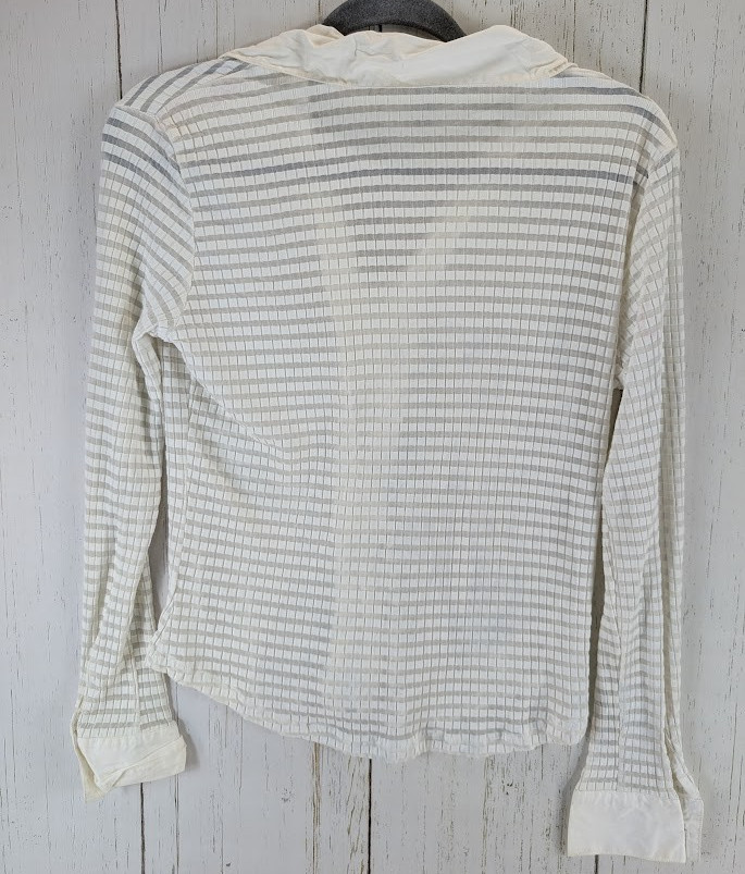 Unbranded Size Large Ivory Full Zip Knitted Fabric Semi Sheer Womens Top