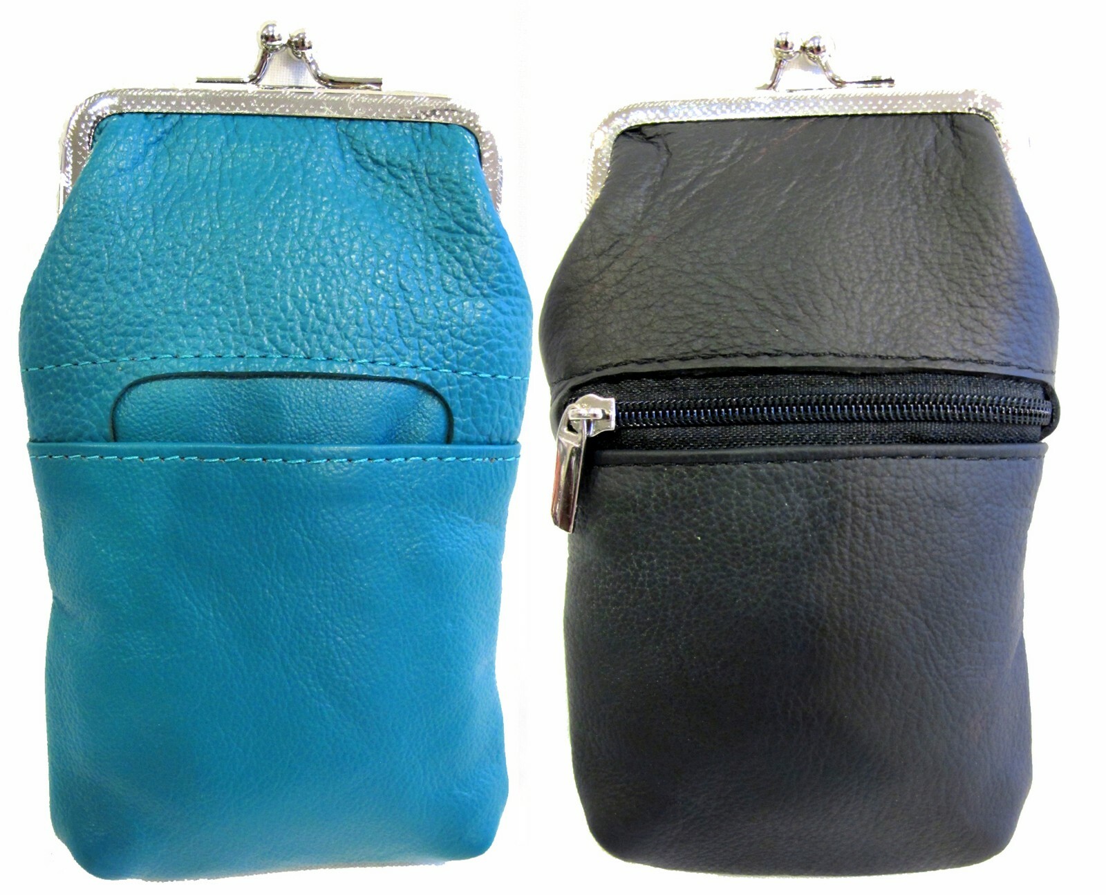 100% Leather Cigarette Case Lighter Match Pocket Zipper Coin Pouch SOLD by PAIR
