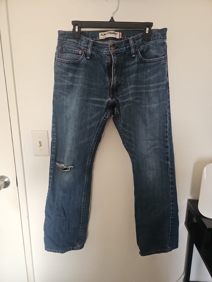 Levi’s Slim Straight Distressed Blue Denim Jeans 500 Series Classic Men’s