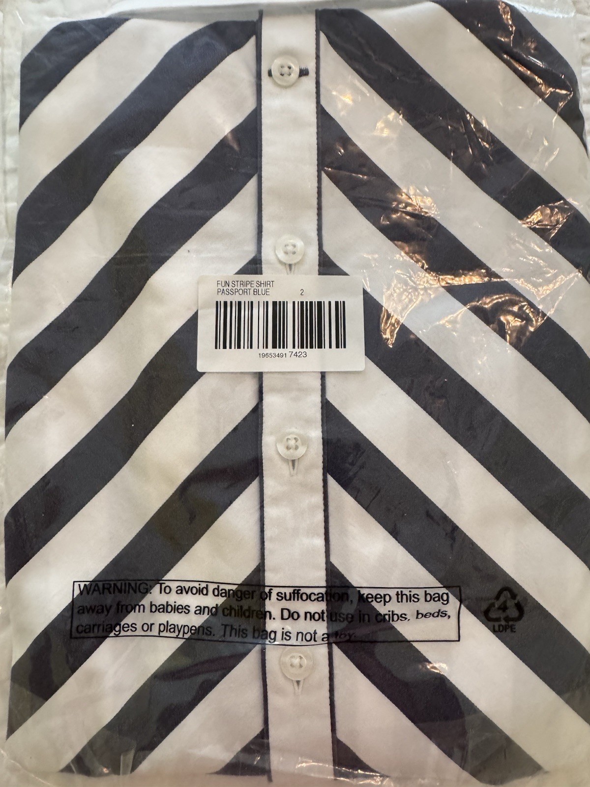 Chico’s No Iron Stretch fun, Striped Shirt Collared Button-Up Shirt 3/4 Sleeve
