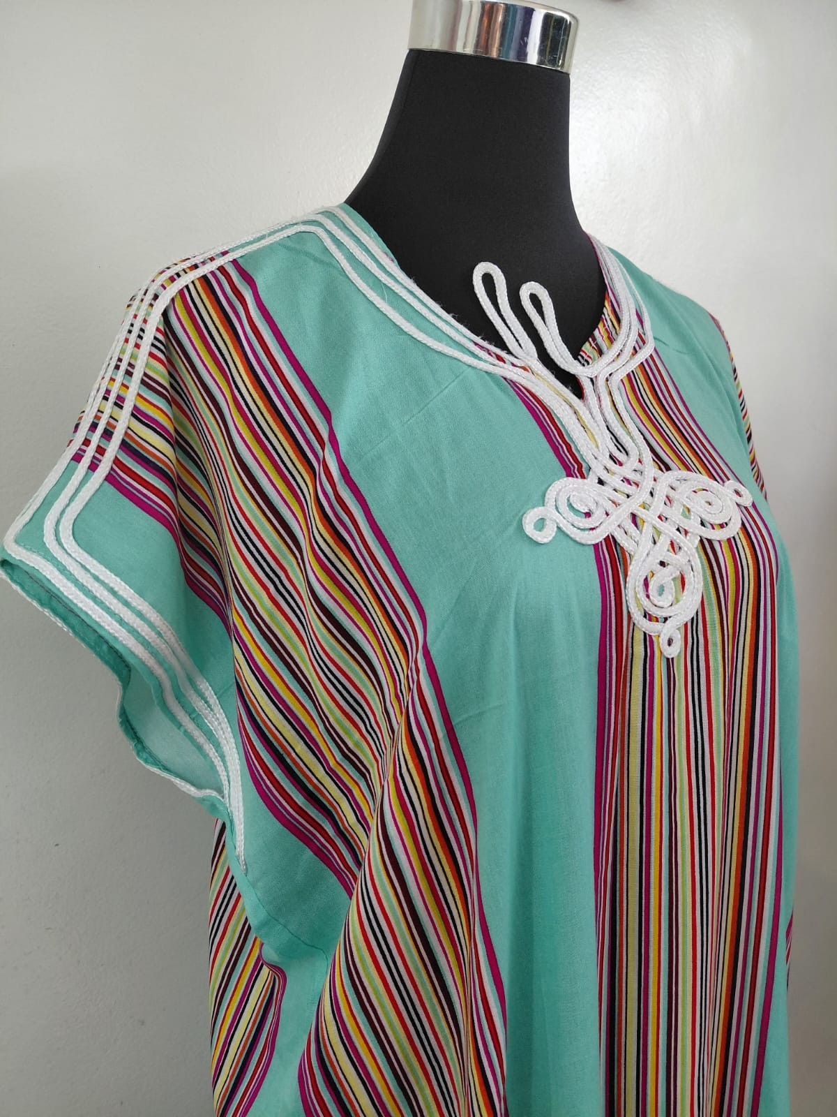 Moroccan Style Kaftan Maxi Dress Embroidery Abaya boho Beach Cover Summer S M L