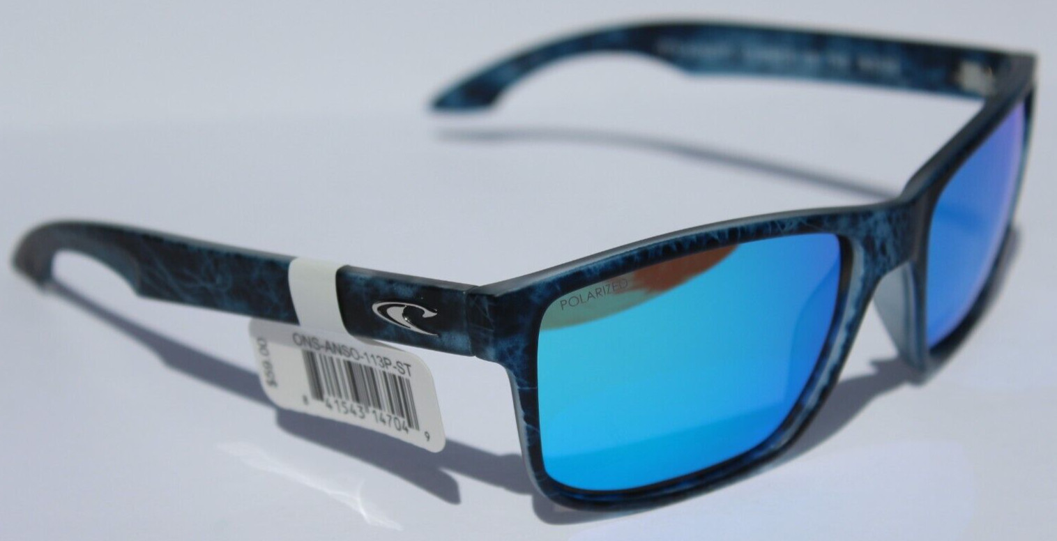 O’NEILL Anso POLARIZED Sunglasses Crystal Liquid/Blue Mirror Surf/Beach NEW