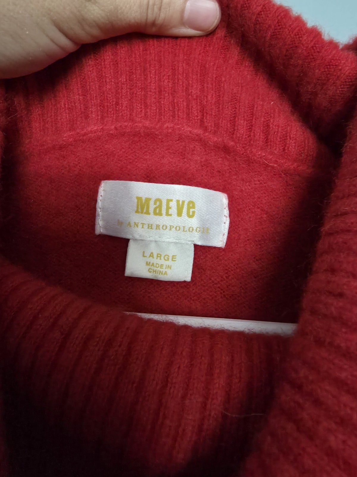 Maeve by Anthropologie Red Cashmere Knit Cowl Neck Sweater Women’s L Long Sleeve