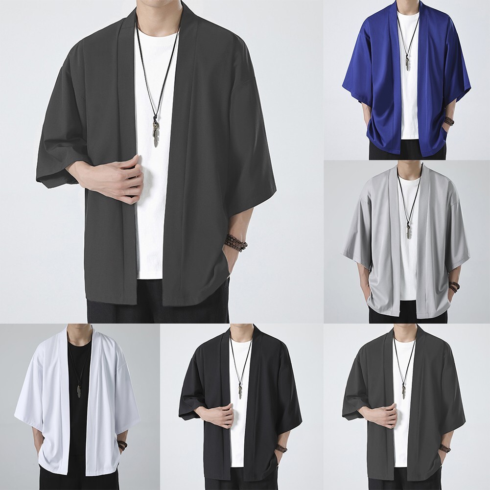Comfy Fashion Shirt Jacket Yukata 3/4 Sleeve Cardigan Coat Japanese Kimono