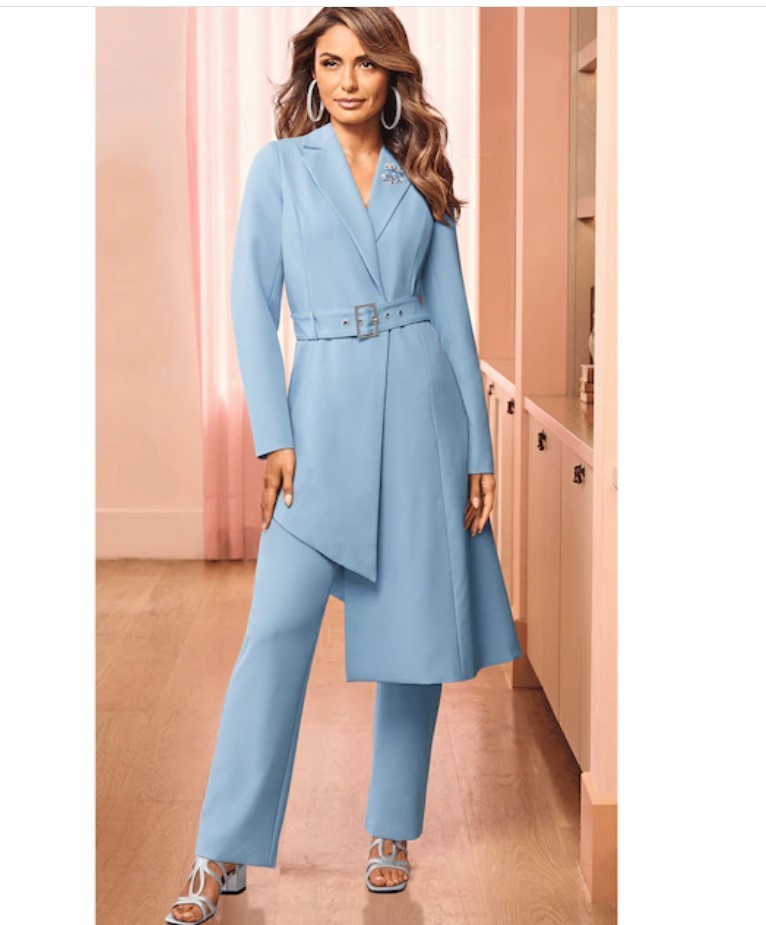 Size 10 Midnight Velvet Blue Formal Wedding Church Party Livia Pant Suit